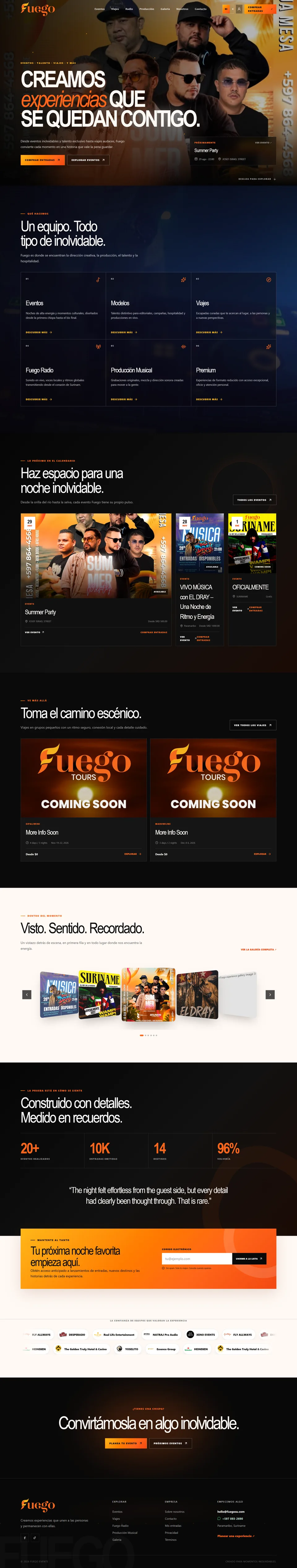 Fuego Events website